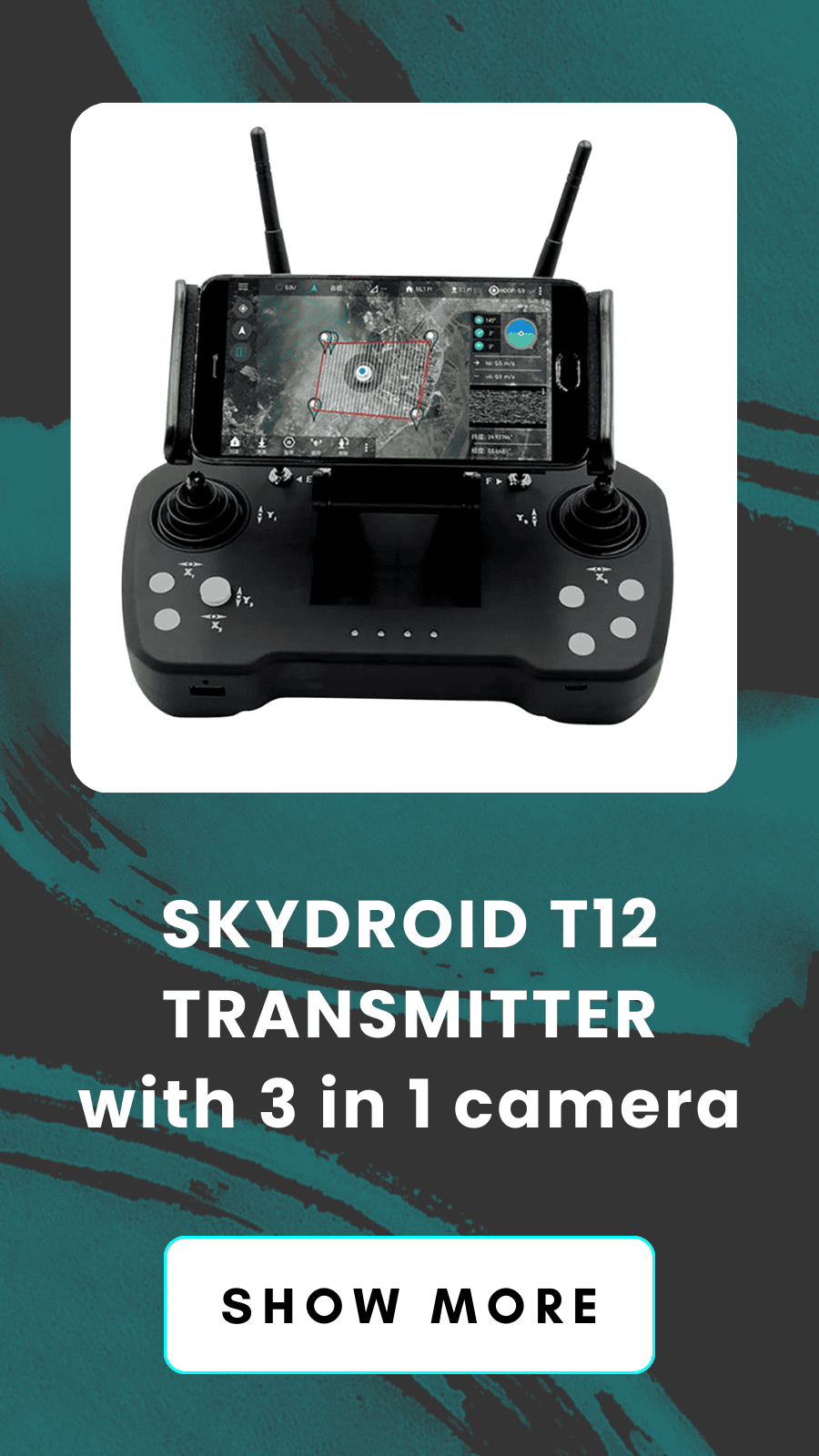 SKYDROID T12 TRANSMITTER with 3 in 1 camera